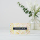 ジオダイヤモダンモンド模様トレンディーシンプル金ゴールド箔 名刺 (スタンド正面)