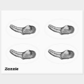 ジオダッククラム(白黒イラストレーション) 楕円形シール (シート)