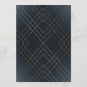 ジオダーク海軍金ゴールドギャツビー書道結婚ズ 招待状 (裏面)