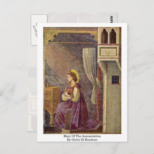 ジオットディボンドンによる受胎告知のマリア ポストカード (正面/裏面)