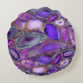 ジオデス結晶パターン – 紫と紫 ラウンドクッション (裏面)