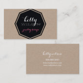 ジオパターンエンブレムのロゴエコナチュラルクラフトブラック 名刺 (正面/裏面)