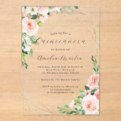 ジオピンクフローラ澄んアクリルフローラキンセアニェラ アクリル招待状 (正面)