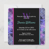 ジオフリルパープルピンク誕生日シャワーパーティー 招待状 (裏面)