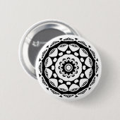 ジオメオーガニックトリ010 – 黒の上に白 缶バッジ (正面&裏面)