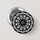 ジオメオーガニックトリ015 – 黒の上に白 缶バッジ (正面&裏面)