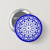 ジオメオーガニックトリ019 – 白王室の色の青 缶バッジ (正面&裏面)