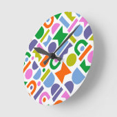 ジオメカラフルトリ形状 ラウンド壁時計 (傾斜)