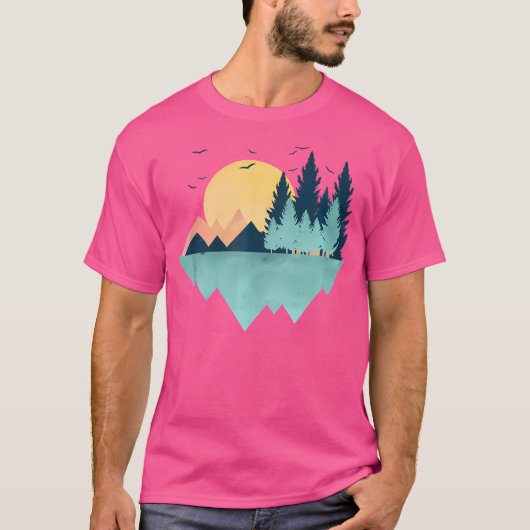 ジオメトおもしろいリ山抽象芸術ジオメトリ屋外 Tシャツ (正面)