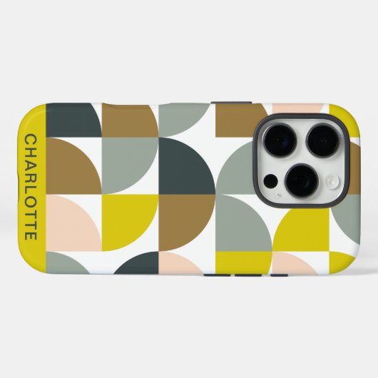 ジオメトかわいらしリシェイプ黄色ピンクパーソナライズされた色 Case-Mate iPhoneケース (裏面 (横))