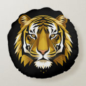 ジオメトはっきりしたリタイガーポートレートと抽象芸術黄金 ラウンドクッション (裏面)