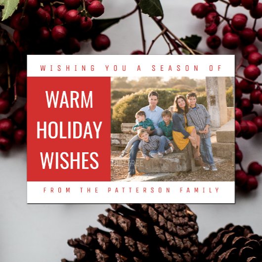 ジオメトはっきりしたリックホリデーフォトカード|赤 シーズンカード