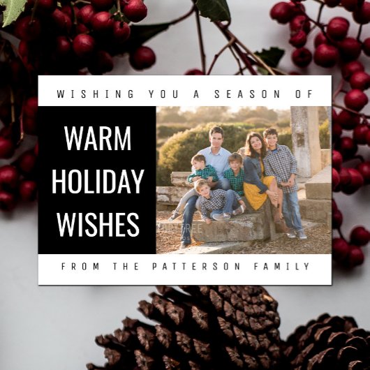 ジオメトはっきりしたリックホリデーフォトカード|黒 シーズンカード