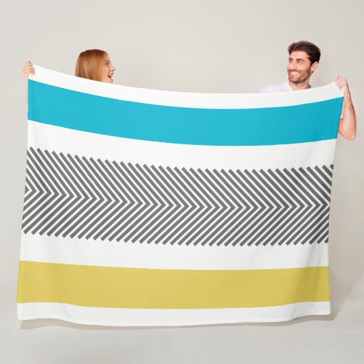 ジオメトアステカリブルー黄色抽象芸術矢印パターン フリースブランケット (インサイチュ)