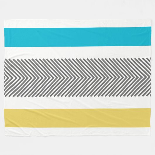 ジオメトアステカリブルー黄色抽象芸術矢印パターン フリースブランケット (正面(横))