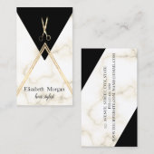 ジオメトエレガントモダンリ大理石金ゴールド、はさみ 名刺 (正面/裏面)