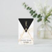 ジオメトエレガントモダンリ大理石金ゴールド、はさみ 名刺 (スタンド正面)