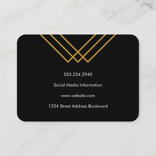 ジオメトエレガントリイエロー(金ゴールド線あり) 名刺 (裏面)