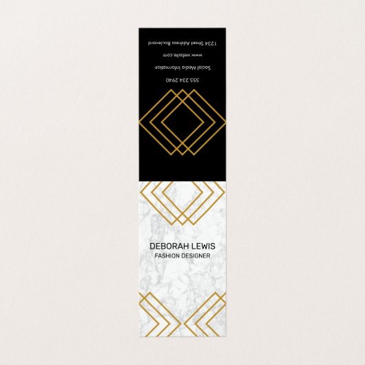 ジオメトエレガントリイエロー(金ゴールド線あり) |大理石 名刺 (外部フラット)