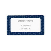 ジオメトエレガントリツリーパターンネイビーブルー ラベル (正面)