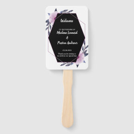 ジオメトエレガントリフレームパープル結婚式 プログラム ハンドファン