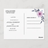 ジオメトエレガントリフレーム紫色のフローラ日付を保存 ポストカード (裏面)