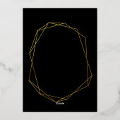 ジオメトエレガントリブラックと金ゴールドモダン結婚の 箔招待状 (裏面)