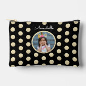 ジオメトエレガントリブラック金ゴールドグリッター円ドット アクセサリーポーチ (正面)