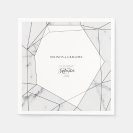 ジオメトエレガントリ大理石結婚の スタンダードカクテルナプキン
