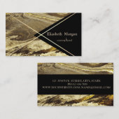 ジオメトエレガントリ大理石、黒の金ゴールドストライプ 名刺 (正面/裏面)