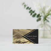 ジオメトエレガントリ大理石、黒の金ゴールドストライプ 名刺 (スタンド正面)