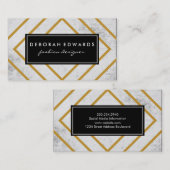 ジオメトエレガントリ金ゴールド線グランジ黒ラベル 名刺 (正面/裏面)