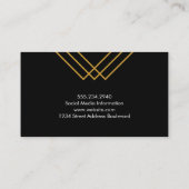 ジオメトエレガントリ金ゴールド線シンプル黒 名刺 (裏面)