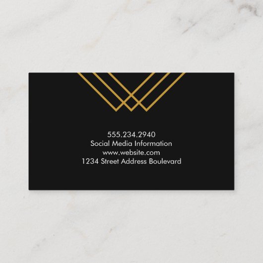 ジオメトエレガントリ金ゴールド線シンプル黒 名刺 (裏面)