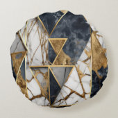 ジオメトエレガントリ金ゴールド黒大理石 ラウンドクッション (裏面)