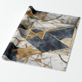 ジオメトエレガントリ金ゴールド黒大理石 ラッピングペーパー (アンロールド)