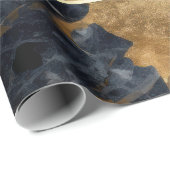 ジオメトエレガントリ金ゴールド黒大理石 ラッピングペーパー (ロールコーナー)