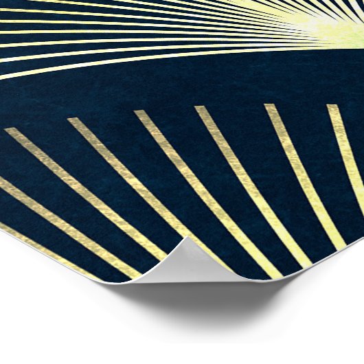 ジオメトエレガントリ:青アールデコ。 ポスター (角)