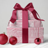 ジオメトオーガニックリストライプとアーチ赤と白 ラッピングペーパー