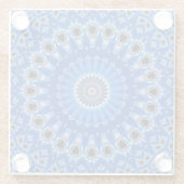 ジオメトカッコいいリモダンパターン青い黒いグレー ガラスコースター (裏面)