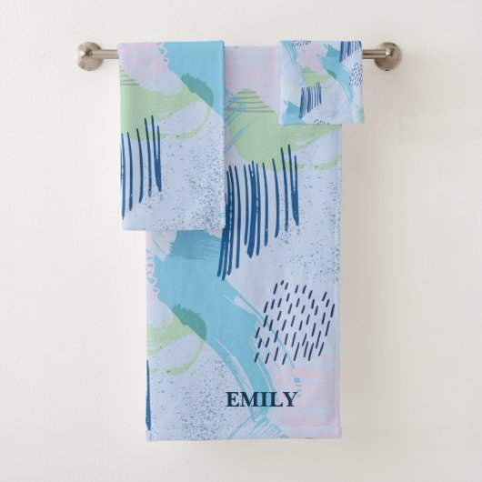 ジオメトカラフルリらせん状と線分 バスタオルセット (インサイチュ)