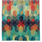 ジオメトカラフルリキューブのパタモダンーン シャワーカーテン (正面)