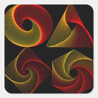 ジオメトカラフルリシェイプのシール スクエアシール