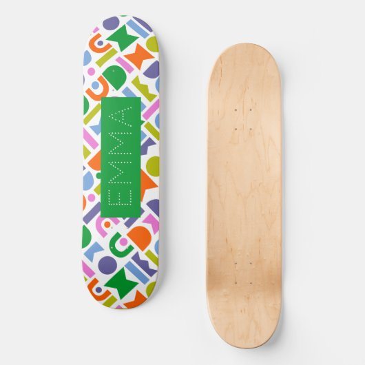 ジオメトカラフルリシェイプパーソナライズされたスケートボード スケートボード (正面)