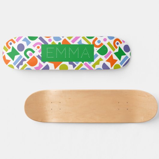 ジオメトカラフルリシェイプパーソナライズされたスケートボード スケートボード (横)