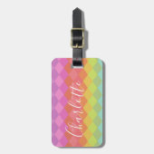 ジオメトカラフルリシェイプパーソナライズされたパステル ラゲッジタグ (正面縦)