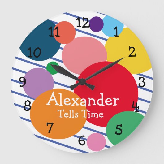 ジオメトカラフルリシェイプ子の部屋 ラージ壁時計 (正面)