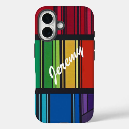 ジオメトカラフルリストライプは名前でパーソナライズ Case-Mate iPhoneケース (裏面)