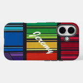 ジオメトカラフルリストライプは名前でパーソナライズ Case-Mate iPhoneケース (裏面 (横))