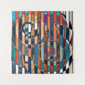 ジオメトカラフルリストライプ抽象芸術 タペストリー (正面(横))